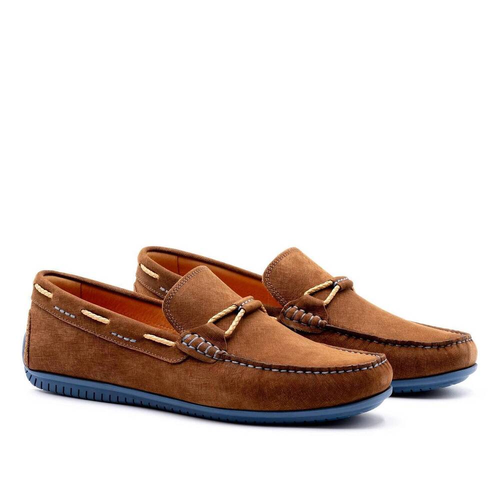 NEW MARTIN DINGMAN men's bermuda nubuck braided bit loafers in bark